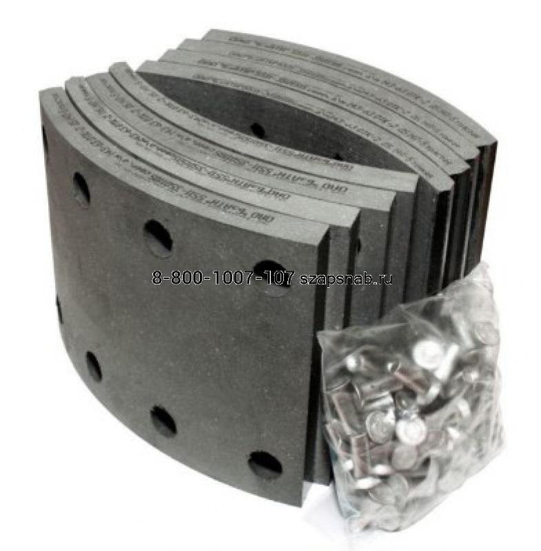 Ремкомплект тормозных накладок для тормозных колодок на 1 мост ТОНАР 9042, 180 мм (8 отверстий R0 (14612 R0)